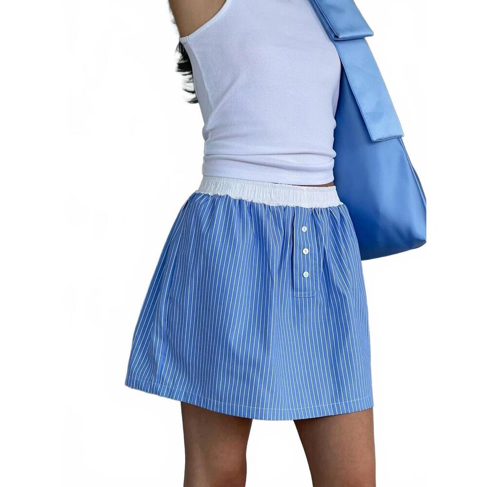 NEW A BRONZE AGE boxer skirt in porter stripe